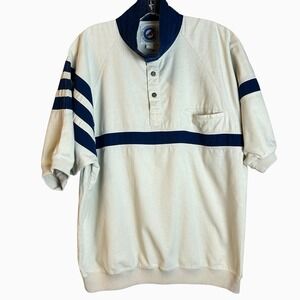 Greenline International Polo Rugby Mens Large  Short Sleeve Henley Big 80s VTG